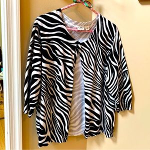 Zebra Print Cardigan, 3/4-Length Sleeves, Plus Size (Bundle 3 for 20% discount)